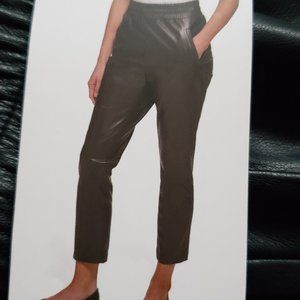 New DKNY faux leather pants women elastic waist  size L